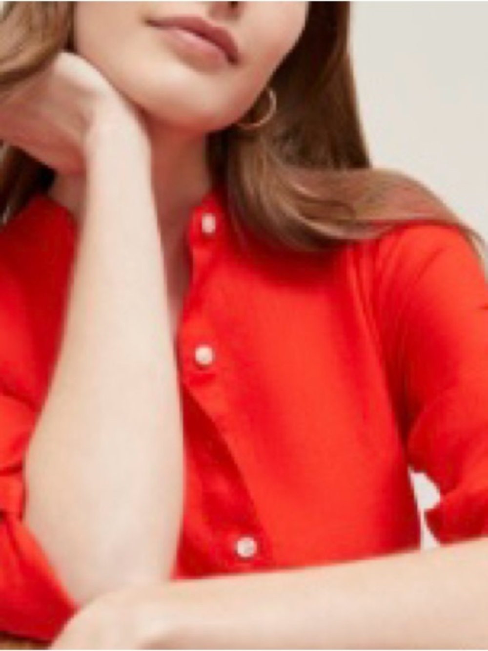 Ann Taylor Red Orange Relaxed Linen Shirt